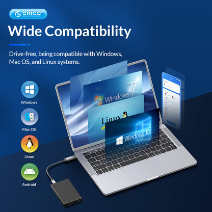 [CLEARANCE] ORICO M.2 SATA SSD Enclosure with 6Gbps Transmission Rate, B-Key/B&M-Key and Type-C for Windows Mac OS Linux Android | Grey