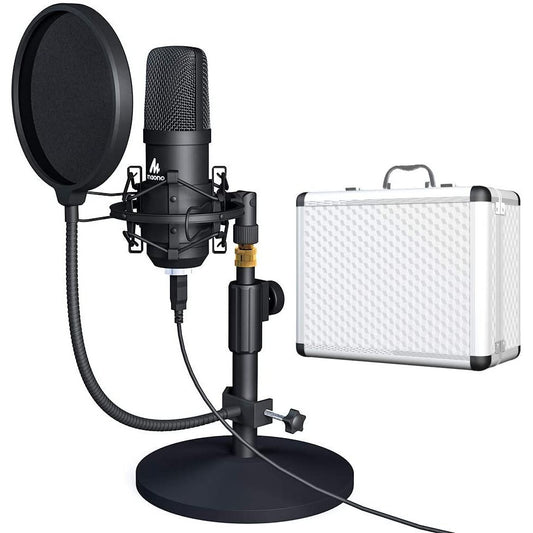 [CLEARANCE] Maono AU-A04TC Professional Studio Cardioid Condenser USB Podcast Streaming Microphone Kit with Aluminum Organizer Storage Case for Smartphones PC Laptops A04TC A04T