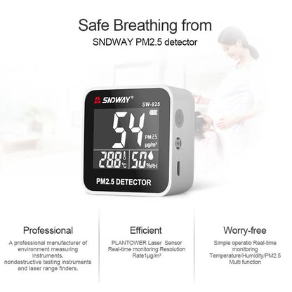 [CLEARANCE] Sndway SW-825 - SW825 Digital Air Quality Monitor Laser PM2.5 Detector Tester Temperature Humidity Meter