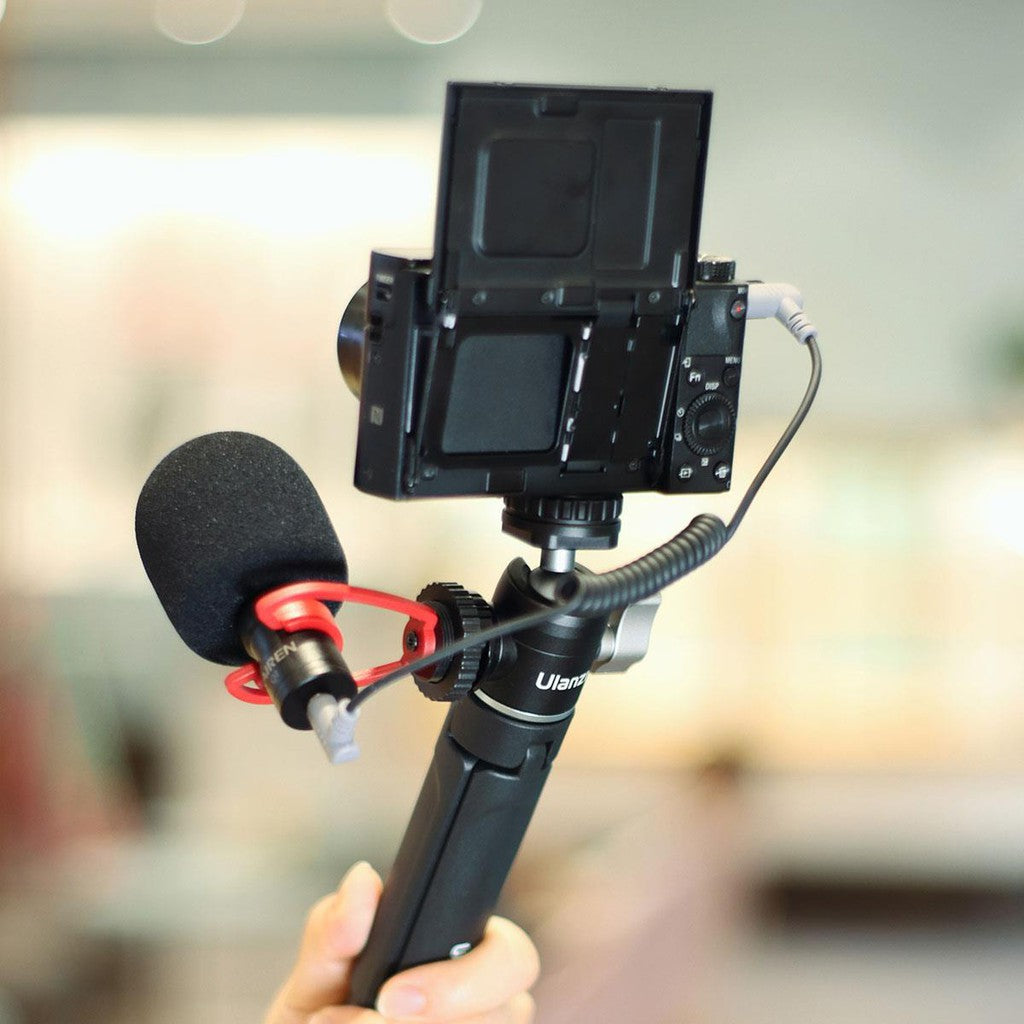 Ulanzi U-60 Mini Aluminum Tripod Ball Head with Dual Cold Shoe Mount Bracket 360 Degree Rotatable Base