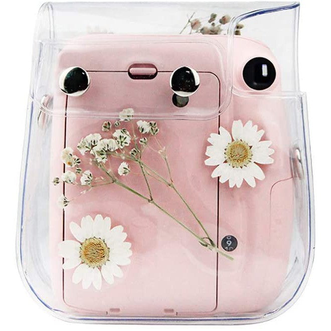 [CLEARANCE] Pikxi BMP11 Fujifilm Instax Mini 11 PU Leather Camera Case Bag with Shoulder Strap Protective Case (Clear Designs)