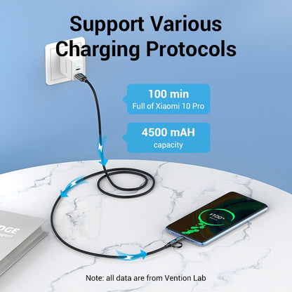 [CLEARANCE] Vention 2-in-1 USB 2.0 to Micro USB and USB Type-C Charging and Data Cable with Interchangeable Plugs for PC, Mac, and Android Phones and Tablets (0.5 M) | CQDBD