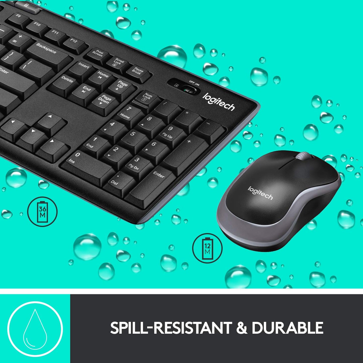 Logitech MK270R Advanced 2.4GHz Wireless Keyboard and Mouse Combo with Spill-Resistant, 10m Wireless Range for Windows 7, 8, 10, and Chrome OS