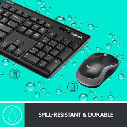 Logitech MK270R Advanced 2.4GHz Wireless Keyboard and Mouse Combo with Spill-Resistant, 10m Wireless Range for Windows 7, 8, 10, and Chrome OS