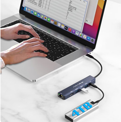 ACASIS DS-7HN6 6-in-1 USB 3.0 to Type C Hub Docking Station with, 1000Mbps Gigabit Ethernet Network LAN & 4K HD 60Hz HDMI Port, 100W PD Fast Charging, and 5Gbps High Speed Data