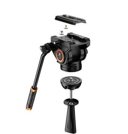 K&F Concept VA18+ VH081 Heavy Duty 3-Section Professional Tripod and Stabilized Mounting Fluid Video Head with 8kg Max Payload, 72" Max Height with Locking Knobs and QR Plates for Photography and Videography KF09-121