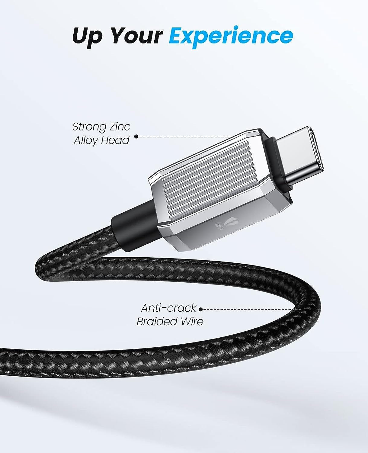 ORICO GQZ60 (1m / 1.5m / 2m) USB Type C to USB Type C Fast Charging Data Cable 20V/3A PD 60W, 480Mbps Transmission Rate, Nylon-Braided Zinc Alloy for Type C Port Devices, Smartphones, Android, Tablet