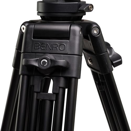 Benro KH25C / KH26C 61.6 / 72.6 Aluminum Video Tripod Kit with Fluid Head, 11lb Payload, Retractable Feet, Carrying Travel Bag for DSLR Cameras