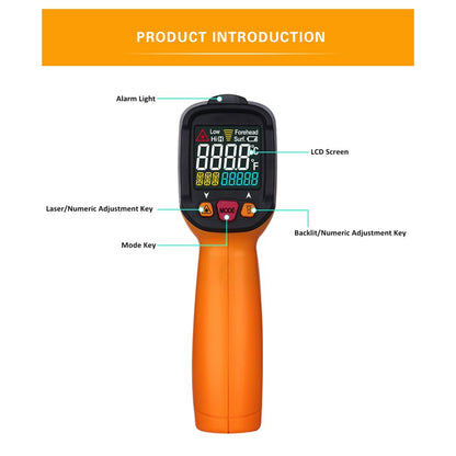 PeakMeter PM6530B Laser LCD Digital IR Infrared Thermometer Temperature Meter Gun Point -50~550 Degree Non-Contact Thermometer