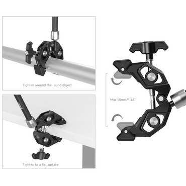 SmallRig Magic Arm with Crab Clamp Anti-Deflection Double Lock, 360° Rotation, Heavy-Duty Aluminum Mount for Monitors, LED Lights, GoPro, DJI Action, Insta360 Action Cameras | 5312