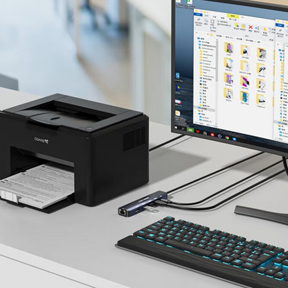 ACASIS DS-7HN6 6-in-1 USB 3.0 to Type C Hub Docking Station with, 1000Mbps Gigabit Ethernet Network LAN & 4K HD 60Hz HDMI Port, 100W PD Fast Charging, and 5Gbps High Speed Data