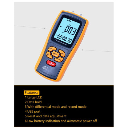 [CLEARANCE] Benetech GM520 Digital LCD Display Pressure Manometer +/-0.3% FSO(25degree) Pressure Manometer