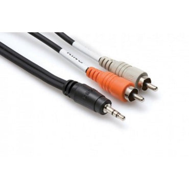 Hosa Technology CMR-203R Stereo Mini (3.5mm) Angled Male to 2 RCA Male Y-Cable - 3'