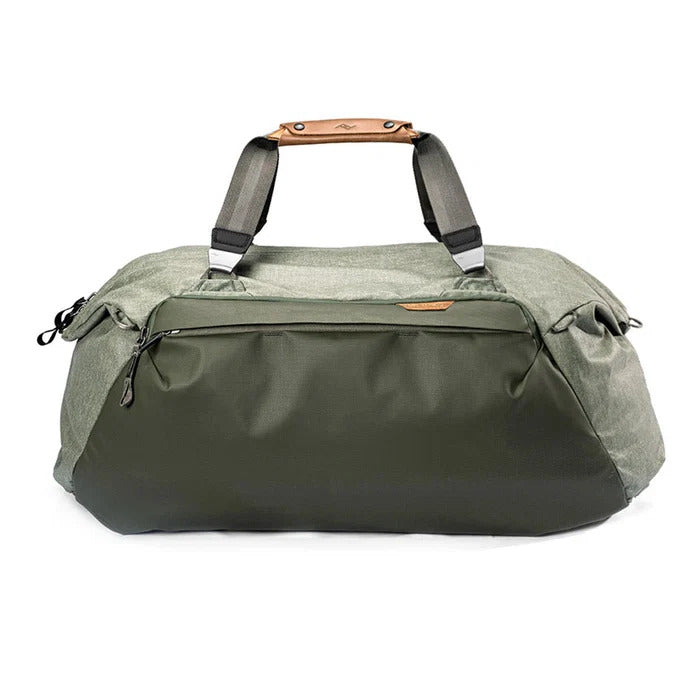 Peak Design 65L Travel Duffel Weatherproof Bag with Padded Straps, 6 Total Pockets | Sage