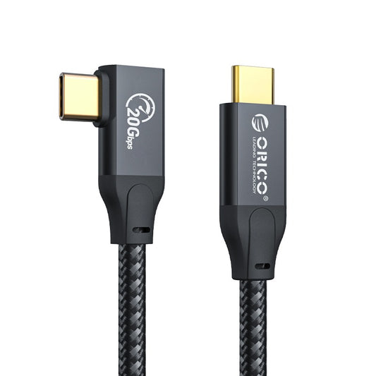 ORICO CL32  USB Type C 3.2 Gen2x2 Right to Straight Angle Fast Charging Data Cable with 20Gbps High-Speed Transmission Rate, PD 100W QC4 4K 60Hz Video, Aluminum Alloy for Smartphones, MacBook, Tablet, PC