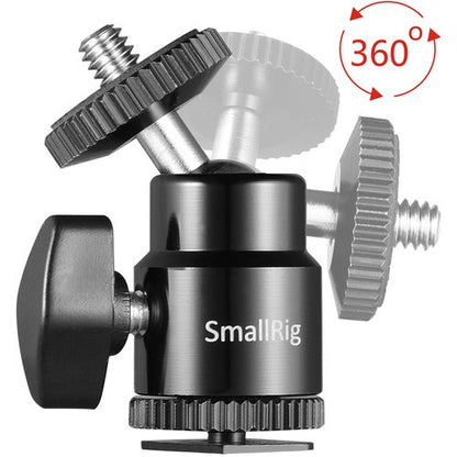 SmallRig 2059 Camera Hot Shoe Mount with Additiol 1/4"-20 Screw Ball Head Cold Shoe Adapter (2-Pack)