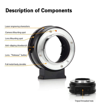 Meike MK-NF-F Mount Adapter Ring Professiol Design for Nikon F-Mount Lens to Fuji Mirrorless X-mount Camera X-T1 X-T2 X-Pro1 X