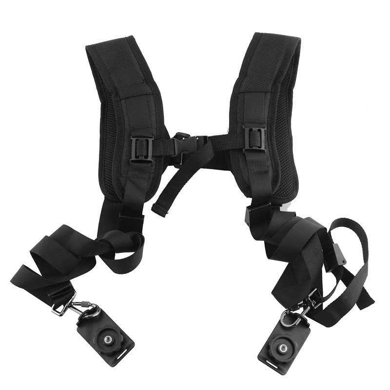 Pxel AA-CS2 Black Double Quick Rapid Camera Shoulder Neck Strap Belt Sling for Canon Nikon Sony Pentax Olympus Panasonic DSLR