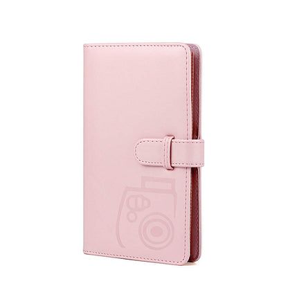 Pikxi 96 Pockets Cute Plain Colors Leather Mini Instant Film Photo Album with Latch and 16 Pages White for FUJIFILM Instax Mini Film Camera, Picture and Card Holder | AM96-24 ICE WHITE
