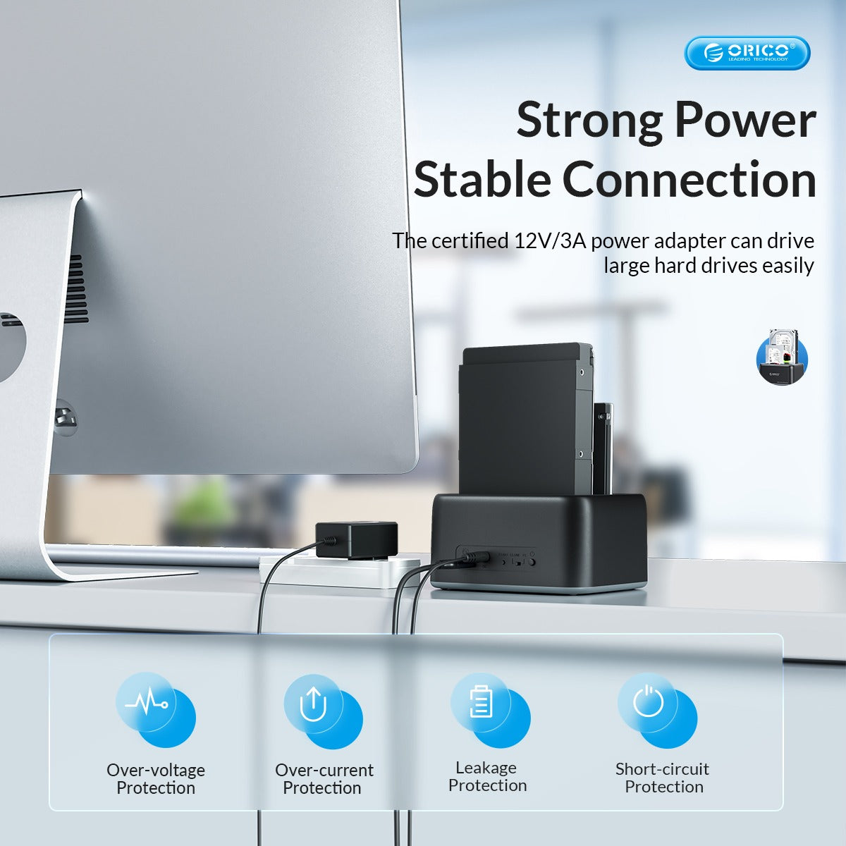 [CLEARANCE] ORICO 3.5 inch SATA to USB 3.2 Gen2 Type C (Dual Bay) HDD Docking Station with 10Gbps Fast Data Transfer Rate, 2-in-1 USB-C to C/A Cable, 36TB Max. Supported Capacity, 12V/3A for Windows, macOS, Linux, Android | 6829C3