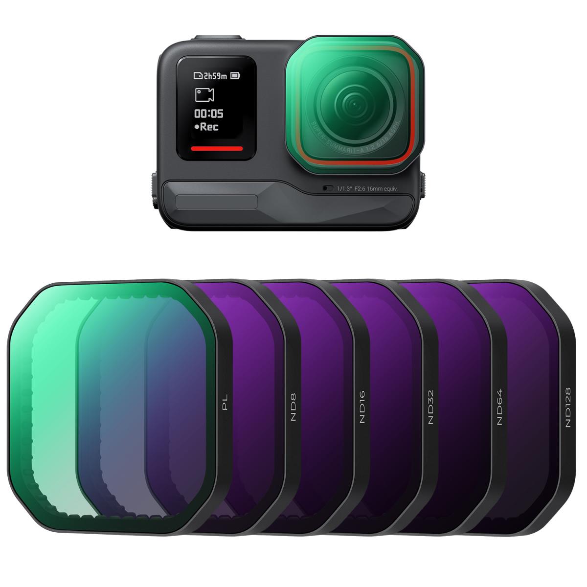K&F Concept no-X Series PL Polarizer / ND8 16 32 64 128 Neutral Density Lens Filter for Insta360 Ace Pro 2 Action Camera, 28 Multi-Layer no Coated AGC Optical Glass and 3 to 6 Light Reduction Stops