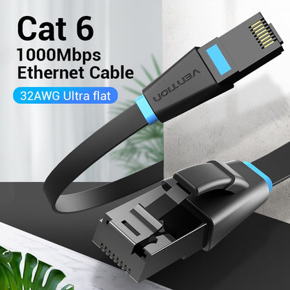 [CLEARANCE] Vention CAT6 Ethernet 30M Flat Cable UTP Patch 1000Mbps 250MHz Lan Network Wire Cord for Internet Router PC Modem