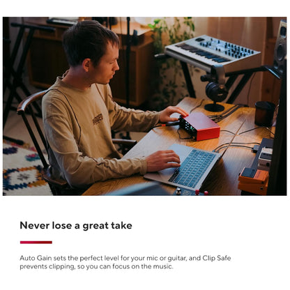 Focusrite Scarlett 4i4 4th Generation 4 In / 4 Out USB Type-C Audio / MIDI Interface with XLR Mic Preamps, Headphone, MIDI I/O with Auto Gain, Clip Safe, Air Mode, Virtual Loopback and Software Expansion Bundle