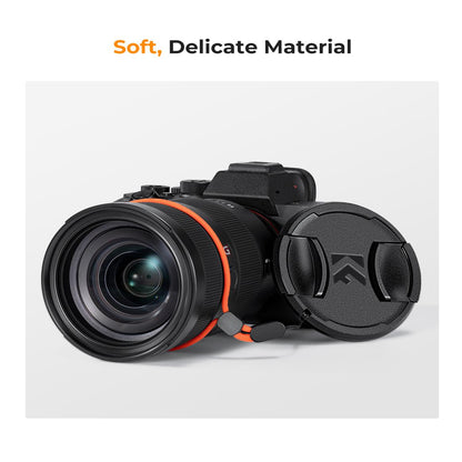 K&F Concept Sp-On Center Pinch Camera Lens Cap with Wrist Strap & Microfiber Cleaning Cloths for FUJIFILM Sony Canon Nikon Panasonic Lumix Olympus OM SYSTEM - Available in 49mm 52mm 55mm 58mm 62mm 67mm 72mm 77mm 82mm