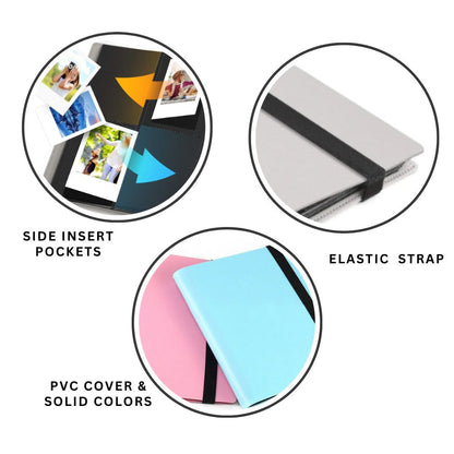 [CLEARANCE] Pikxi 160 Pockets Solid Colors Mini Film Photo Album with Elastic Loop for Fujifilm Instax Mini Instant Camera - Purple