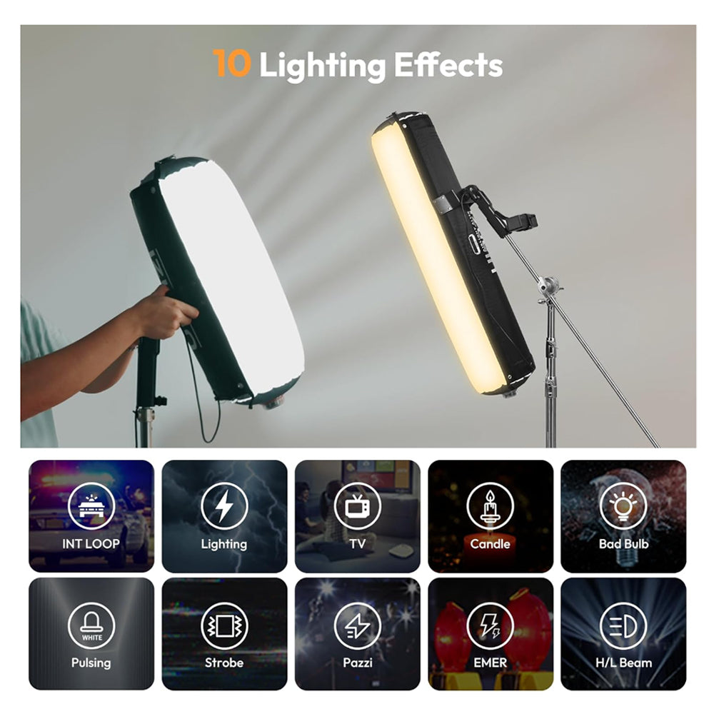 Ulanzi AL60 60W | 120W Bi-Color LED Inflatable Air Tube Light with 2700 - 6500K CCT, Max 6m Light Range, PD3.1 Fast Charging USB Type-C Port and 10 Light Effect Presets for Studio Lighting and Equipment