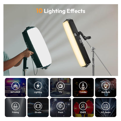 Ulanzi AL60 60W | 120W Bi-Color LED Inflatable Air Tube Light with 2700 - 6500K CCT, Max 6m Light Range, PD3.1 Fast Charging USB Type-C Port and 10 Light Effect Presets for Studio Lighting and Equipment