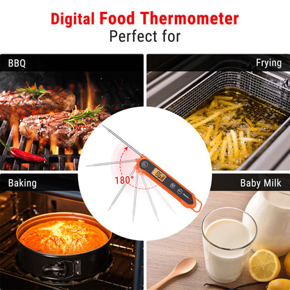 ThermoPro TP03H Digital Instant Read Meat LCD Thermometer with 3-4 Seconds Response Time, 180° Rotating Probe, Built-in Magnet Mount, Calibration & Backlight for BBQ Smoker Grilled Steak, Pan / Deep Frying Kitchen Accessory