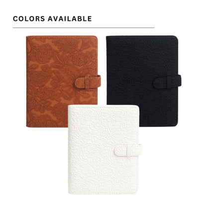 [CLEARANCE] Pikxi 128 Pockets Elegant Carved Lace Style Mini Film Photo Album with Slip On Latch Cover for Fujifilm Instax Mini Instant Camera - White