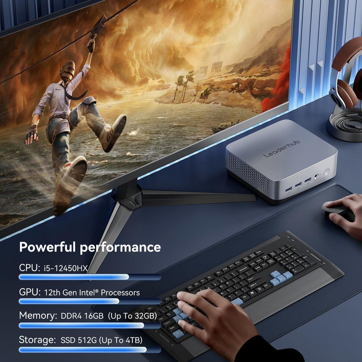LeaderHub LP5C Mini PC w/ Intel Core i5-12450HX 16GB DDR4 512GB SSD Dual 4K 60Hz HDMI