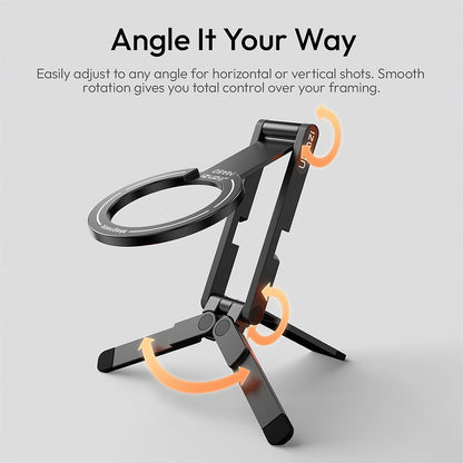 Ulanzi MA60 Foldable MagSafe Smartphone Tripod Stand with Multi-Angle Adjustment, Ultra Slim and Compact Design for iPhone 16/15/14/13/12 Pro Max & Other Compatible Mobile Devices - Ideal for Live Streaming, Vlogging