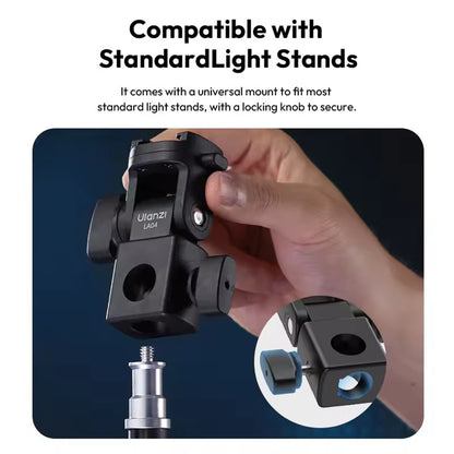 Ulanzi LA04 Light Stand Adapter with 1/4" Quick-Release Cold Shoe Mount, 180° Tilt Angle, Up to 3kg Load Capacity for Video Fill Lights, Speedlite, Cameras and Phone Holder | L121