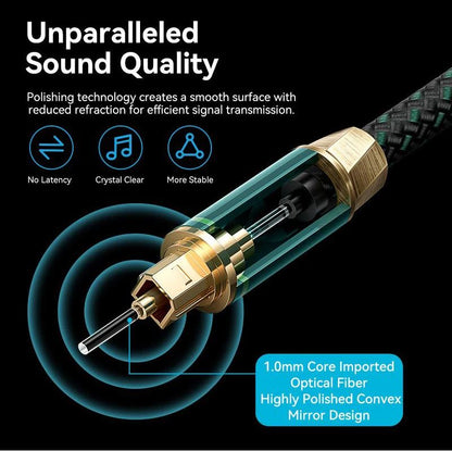 [CLEARANCE] Vention 10mToslink Optical Fiber Male to Male Hi-Fi Audio Cable, Supports S/PDIF Port for TV, Gaming Console, DVD Player, Speaker, Soundbar, and Amplifier | BKBGL
