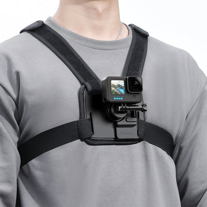 [CLEARANCE] Ulanzi CM028 Go-Quick II Magnetic Action Camera Chest Strap with Smartphone Holder & Quick Release Rotating Mount for GoPro, DJI, Insta360 and Ideal for Cycling, Motorcycling, Running, Boating, Hiking, Vlogging | C021GBB