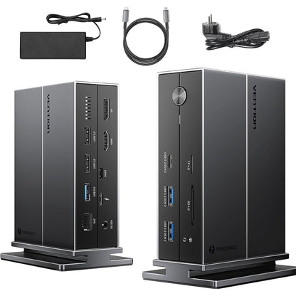 Vention TPFH0 Thunderbolt 4 14-in-1 Multifunctiol Docking Station with 40Gbps Fast Transfer Rate, 8K 30Hz UHD, Intel Certified, PD 60W, 10Gbps USB 3.2 Type-C Gen 2, USB-A 3.2 Gen 2, 5Gbps USB-A 3.0, 3.5mm AUX, 1000Mbps, SD & TF Card Slot