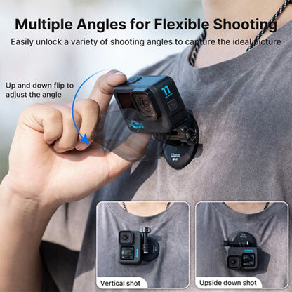 Ulanzi GP-17 Magnetic Chest Mount with Adjustable Neck Lanyard POV Kit for GoPro DJI Insta360 Action Cameras and Smartphones with High Strength Magnet and Sp-On Design for First Person Video Content Creation