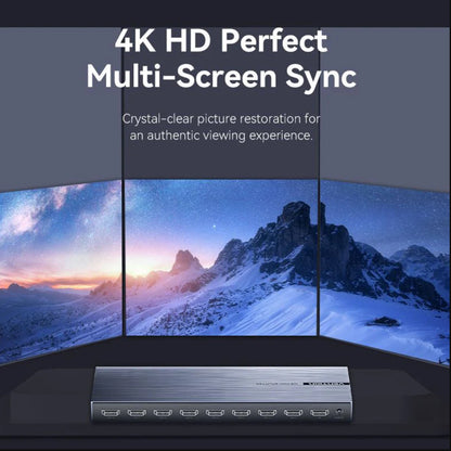Vention 1 In 8 Out HDMI 1.4 4K Ultra High Definition HDMI Video Splitter with Power Supply Adapter & Sigl Transmission Up to 30 Meters for Desktop Computer Laptop PS5/4/3 Gaming Console Media Player to Smart TV Display Monitor Projector