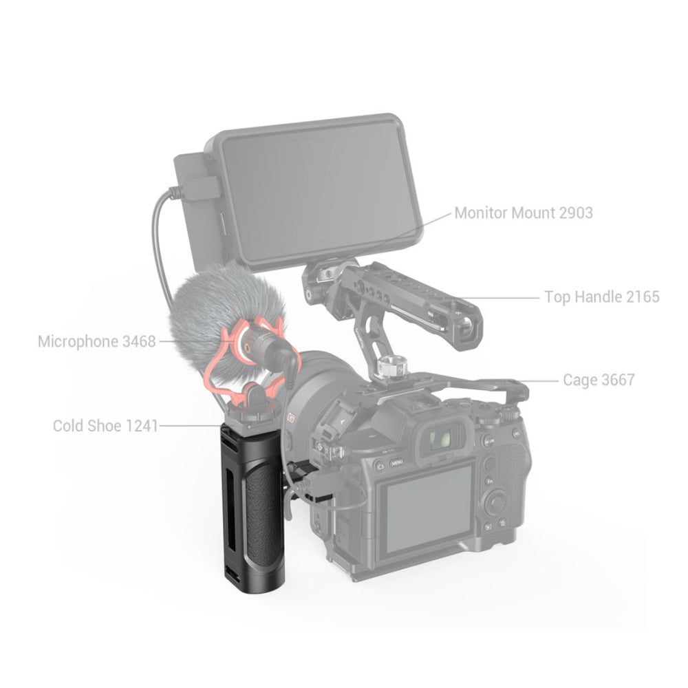 SmallRig Mini NATO Side Handle, Triple 1/4"-20 Thread, Cold Shoe Mount and Up to 6kg Max Load Capacity for Camera Cages with Built-in NATO Rails | 4840 | 3813