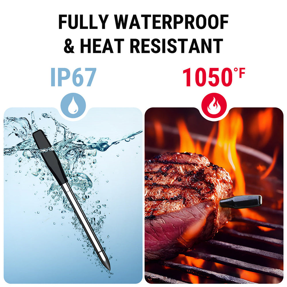 ThermoPro TempSpike TP980 Wireless Meat Thermometer for BBQ, Grill, Smoking, Rotisserie with WiFi & Bluetooth Smart Digital, App Control, 4 Sensors Waterproof Probes & Long Battery Life