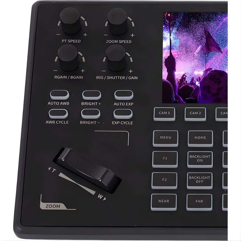 TENVEO TEVO-KB200MAX IP Camera Joystick Controller with 5" LCD Screen, 255 Pan, Tilt & Zoom (PTZ) Function, PoE Powered, 4D Joystick, Multi-Cameras Control Protocols Support