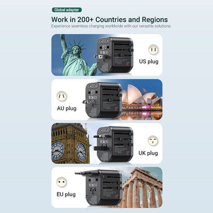 [CLEARANCE] Vention 20W Multi-Port Universal Travel Adapter with Fast Charging USB PD Ports, US/AU/UK/EU Male and Female Plugs for Smartphone, Tablet, Laptop etc. | FJCB0