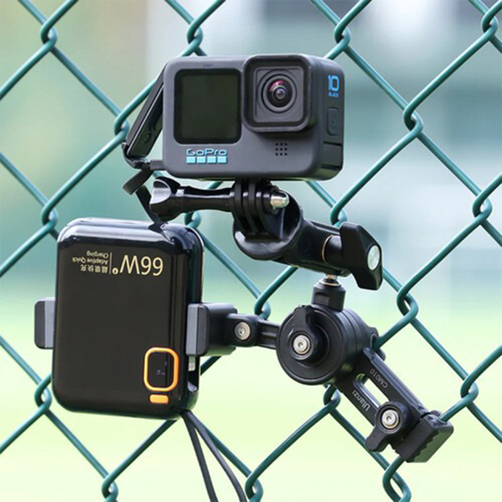 Ulanzi CM010 Fence and Net Video Aluminum Alloy Mount with C-Clamp with 360 / 180 Degree Pan and Tilt Rotation, fits 3.3" Smartphones for Max 900g Load Capacity for Sports Action Cameras