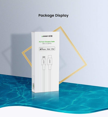 [CLEARANCE] UGREEN 20W 3A USB C to Lightning Fast Charging & Data Sync Cable (1.5 Meters) with Up to 480Mbps Transfer Rate, Nylon Braided Jacket, Multi-Layer Shielding for iPhone, iPad, iPod, AirPods (Silver) - 70524