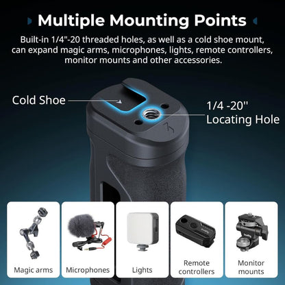 SmallRig Lightweight Mini Side Handle Kit Camera Cage Accessory with NATO Clamp, 1/4"-20 Mounts, Cold Shoe & Anti-Slip Grip for DSLR and Mirrorless Camera Rigs | 5532