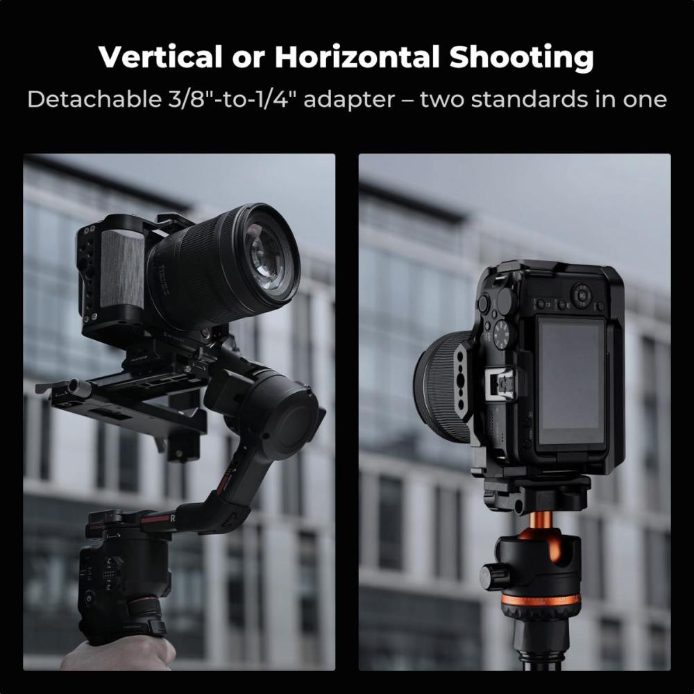 K&F Concept Camera Cage for Canon R50V, CNC Aluminum Arca Base, Cold Shoe 1/4"-20 & 3/8"-16 Mounts
