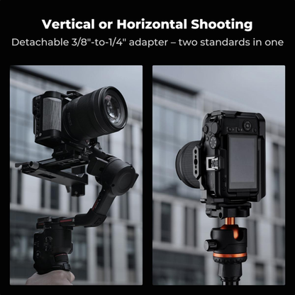 K&F Concept Camera Cage for Canon R50V, CNC Aluminum Arca Base, Cold Shoe 1/4"-20 & 3/8"-16 Mounts